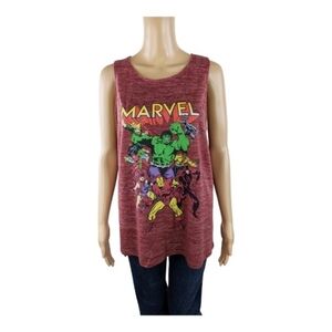 Marvel Comics Superheroes Heather Red Tank Juniors XXL